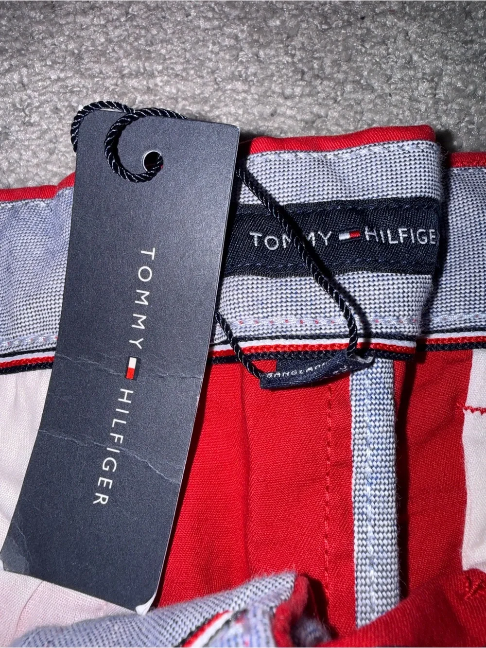 Tommy Hilfiger Red Men's Shorts with Navy Trim Belt